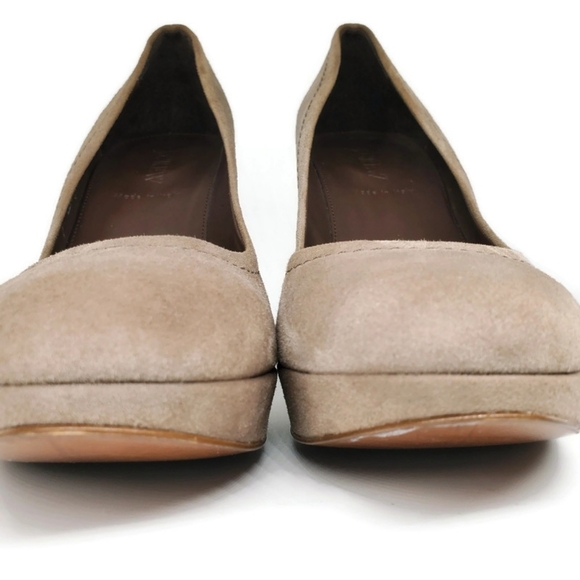 J. Crew Coddington Taupe Shimmer Suede Leather Platform Pumps Made in Italy - Picture 3 of 15